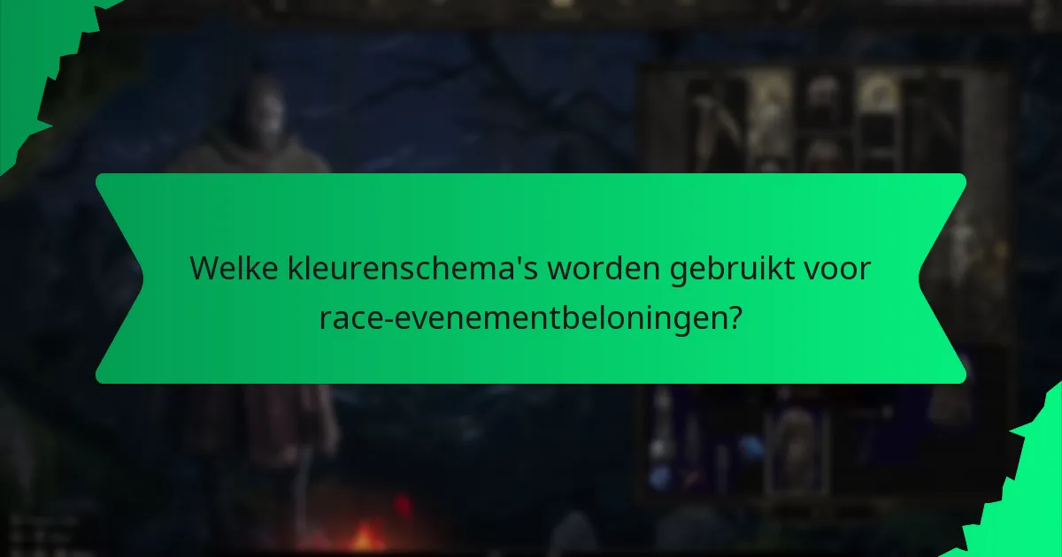 Welke kleurenschema's worden gebruikt voor race-evenementbeloningen?